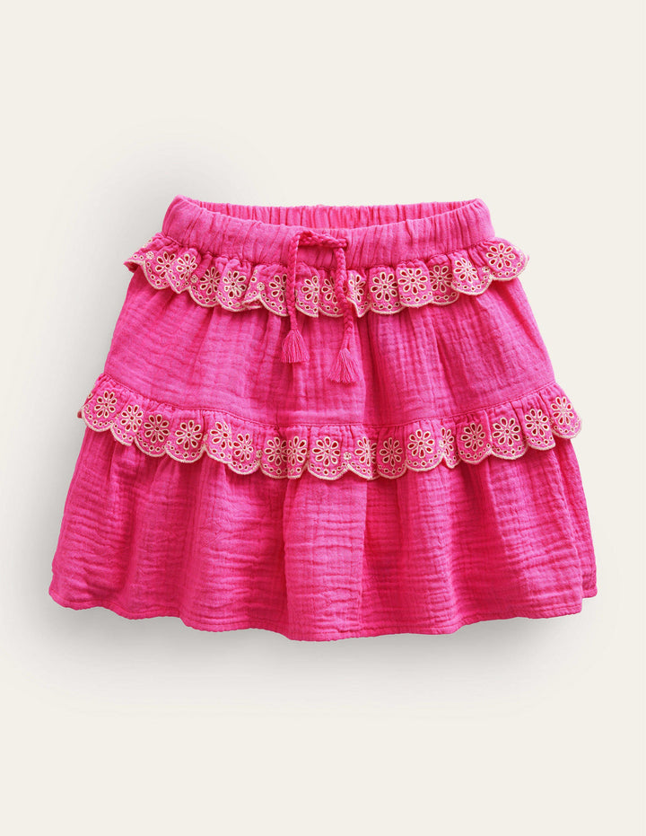 Double Cloth Scallop Skirt-Festival Pink