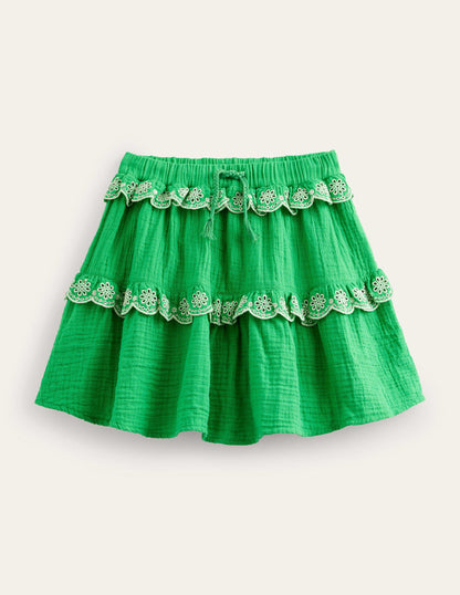 Double Cloth Scallop Skirt-Bright Green-1