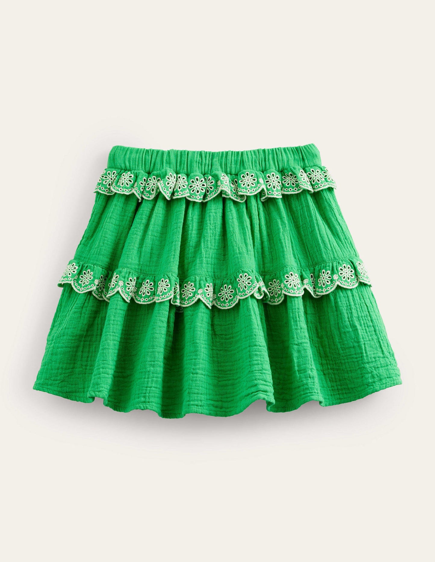 Double Cloth Scallop Skirt-Bright Green