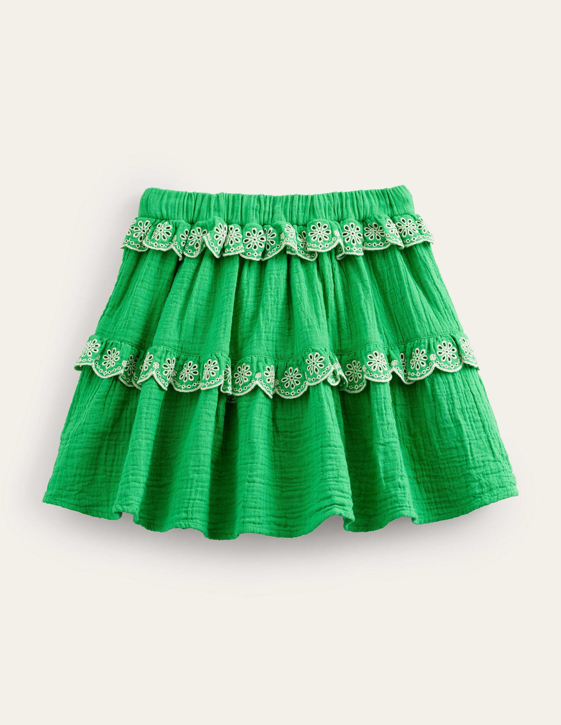 Double Cloth Scallop Skirt-Bright Green-2