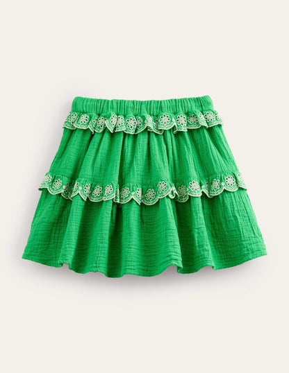 Double Cloth Scallop Skirt-Bright Green-2