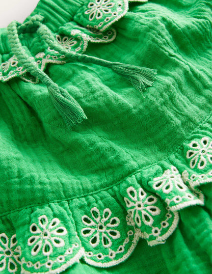 Double Cloth Scallop Skirt-Bright Green-3