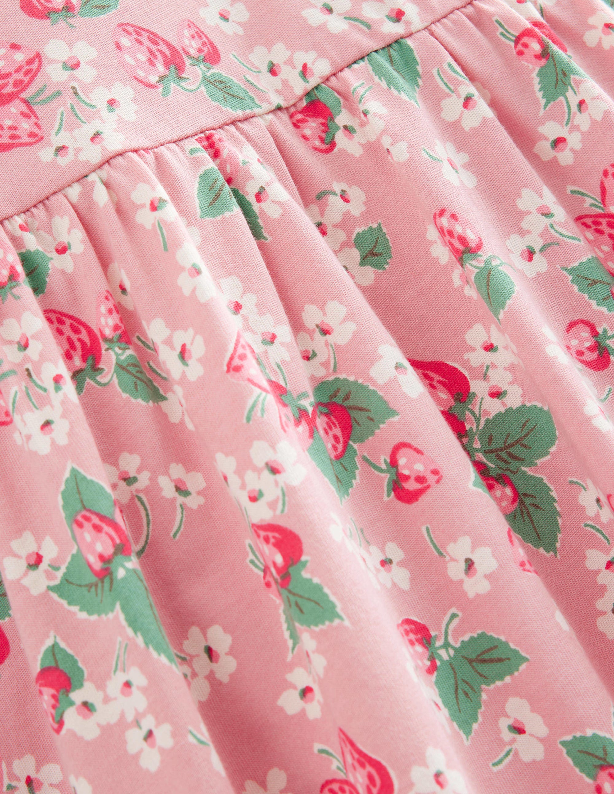 Puff Sleeve Dress-Almond Pink Strawberries - Image 3