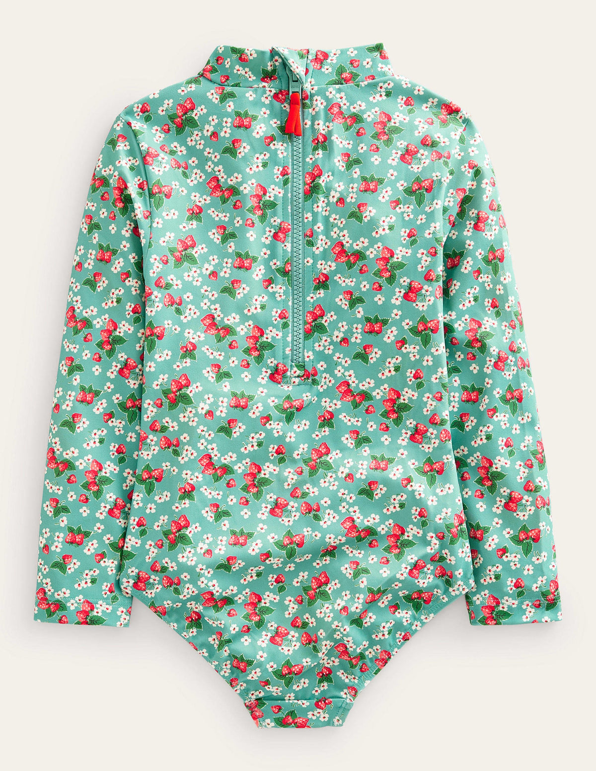 Long Sleeve Print Swimsuit-Aqua Sea Strawberry Ditsy - Image 2
