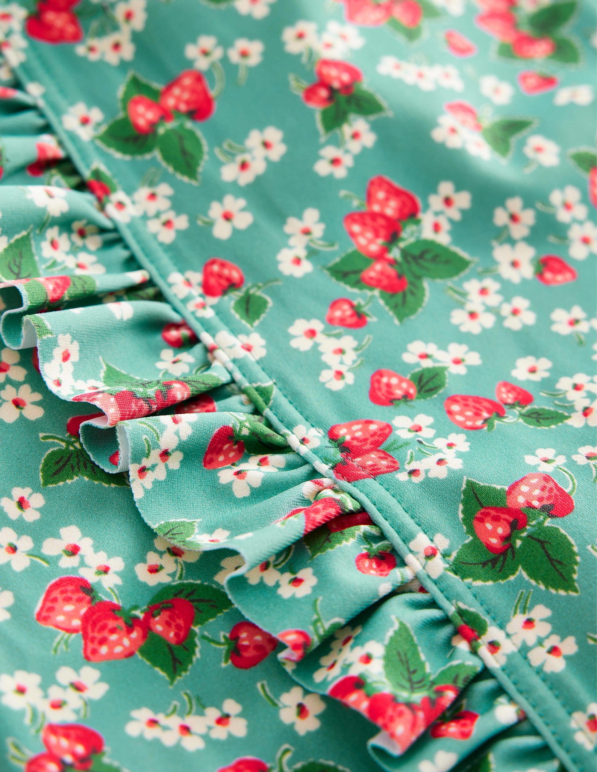 Long Sleeve Print Swimsuit-Aqua Sea Strawberry Ditsy-3