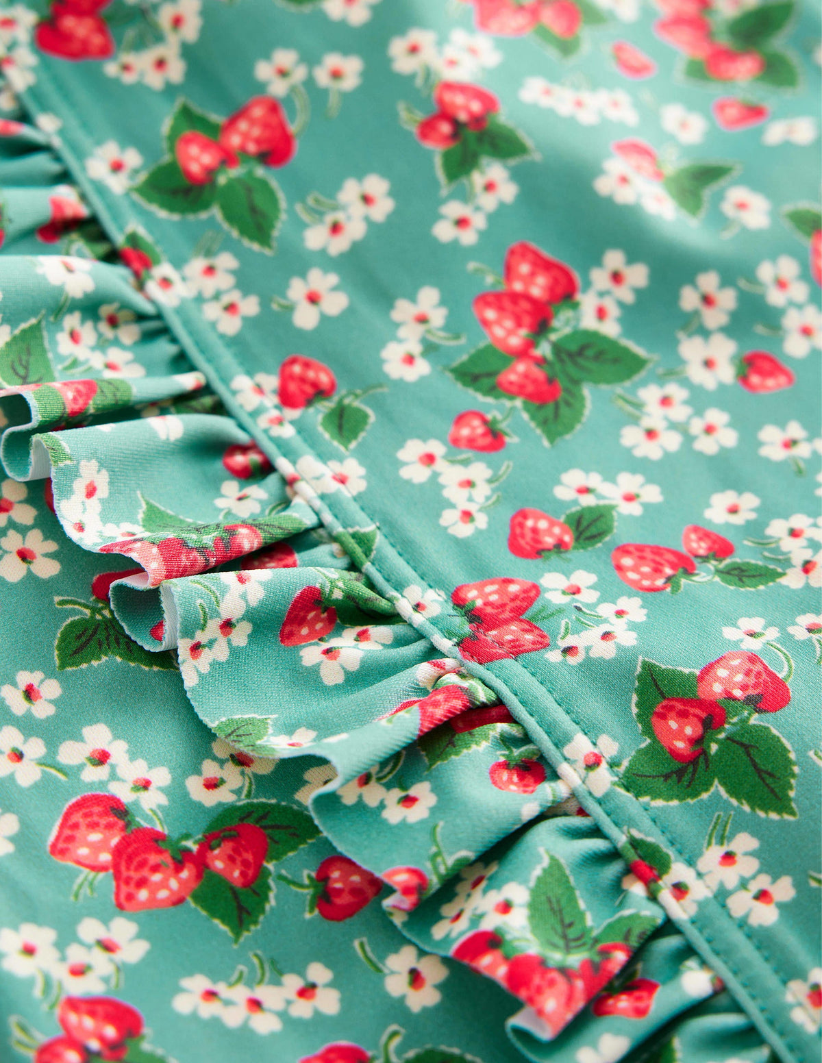 Long Sleeve Print Swimsuit-Aqua Sea Strawberry Ditsy - Image 3
