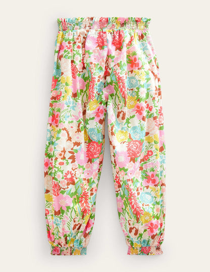 Cuffed Holiday Trousers-Multi Painterly Floral-2