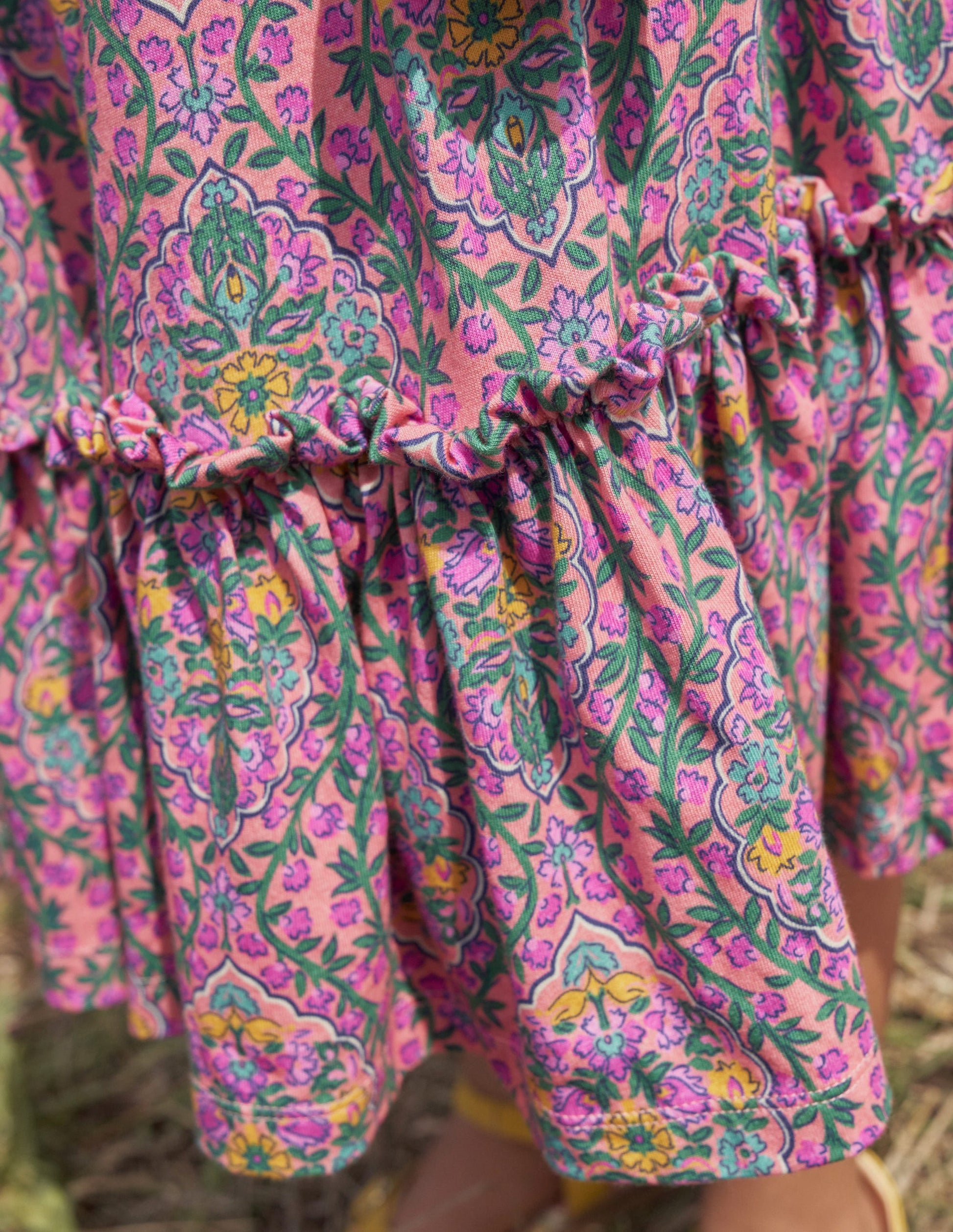 Printed Jersey Midi Skirt-Azalea Woodblock Vine-5