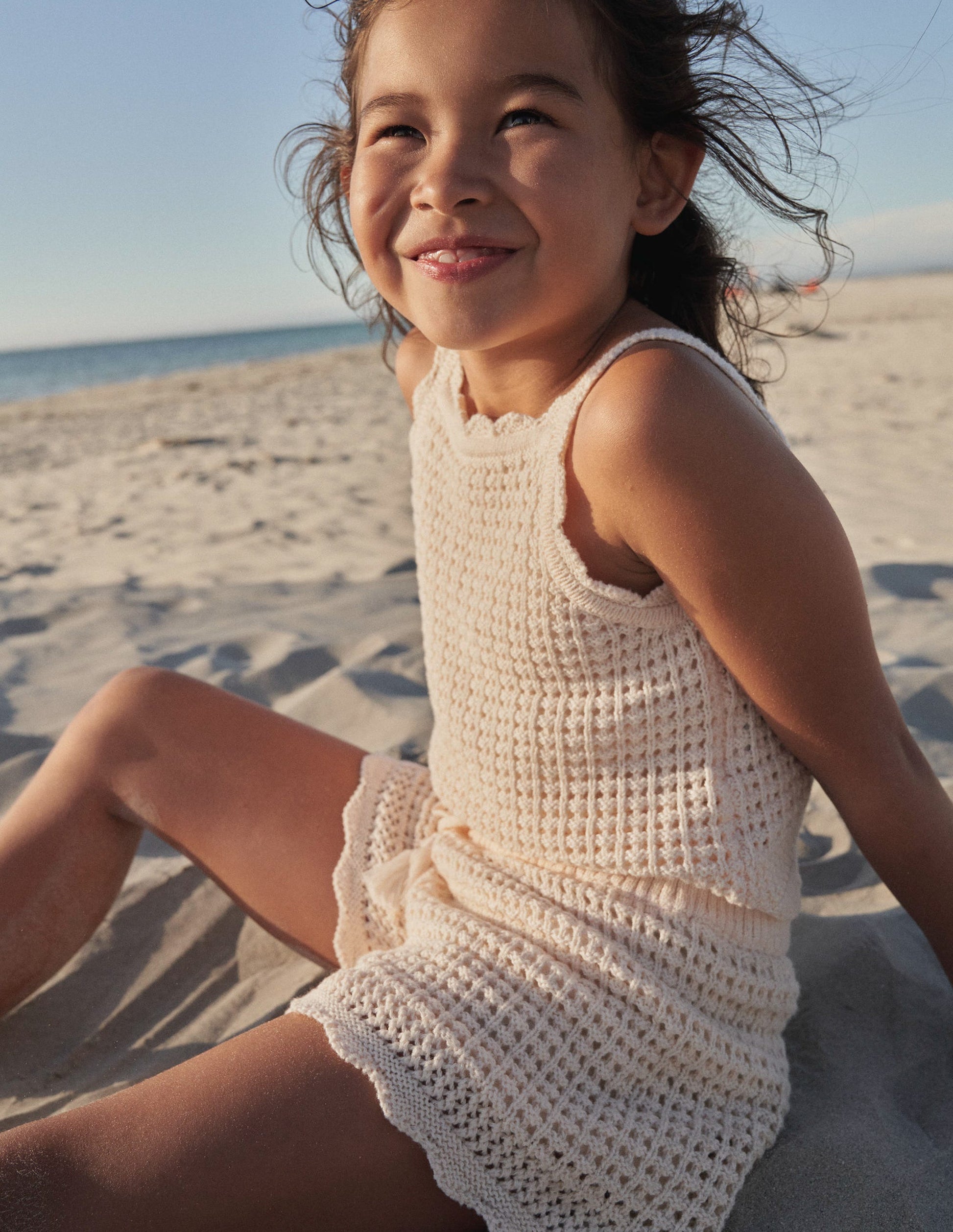 Mock Crochet Shorts-Dorset Cream-3