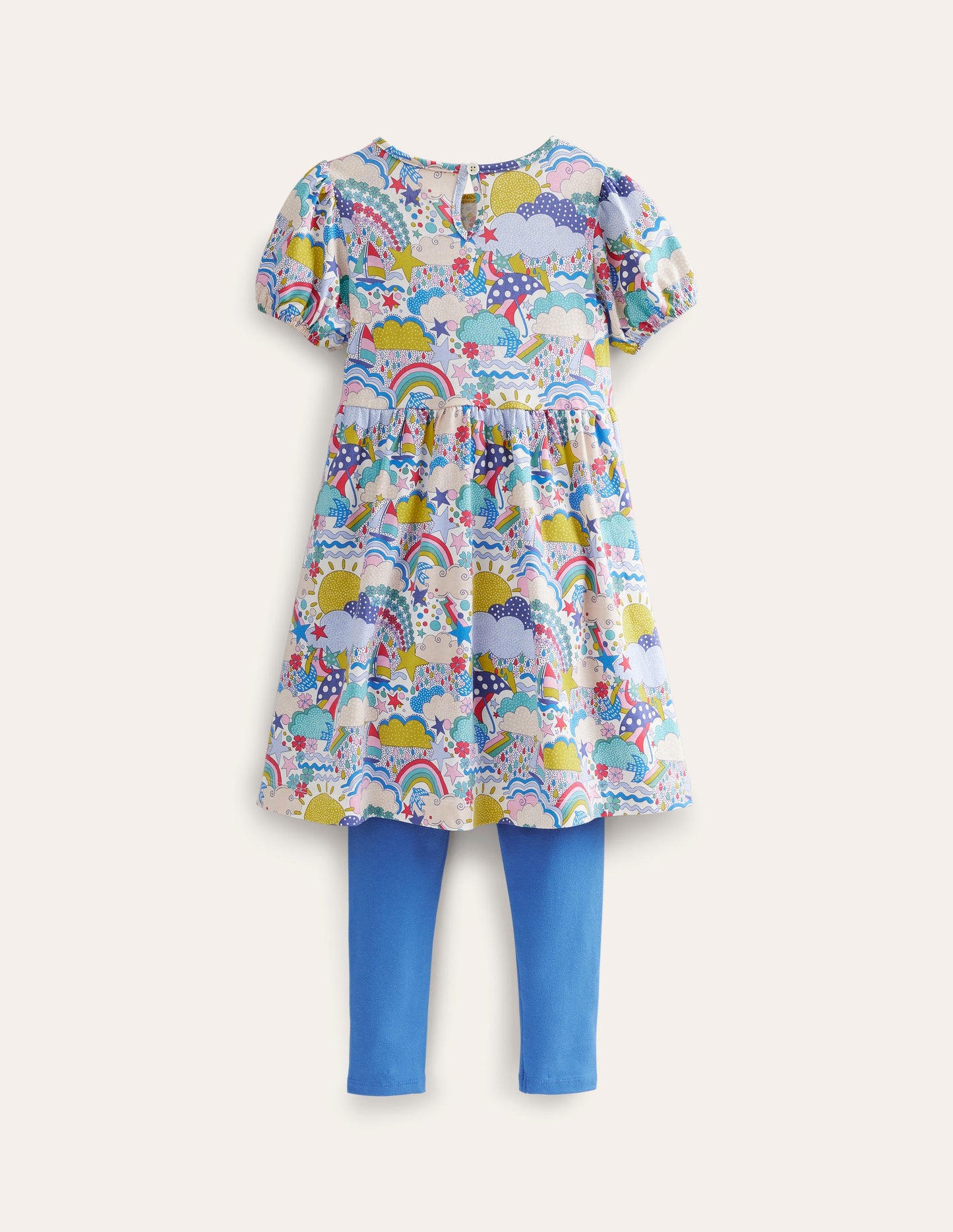 Puff Dress and Legging Set-Multi Weather and Blue