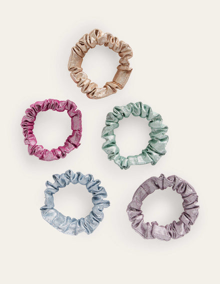 5 Pack Scrunchies-Multi Metallic