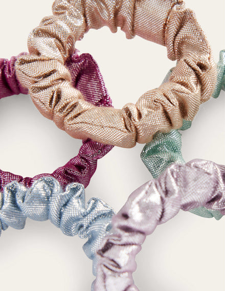 5 Pack Scrunchies-Multi Metallic