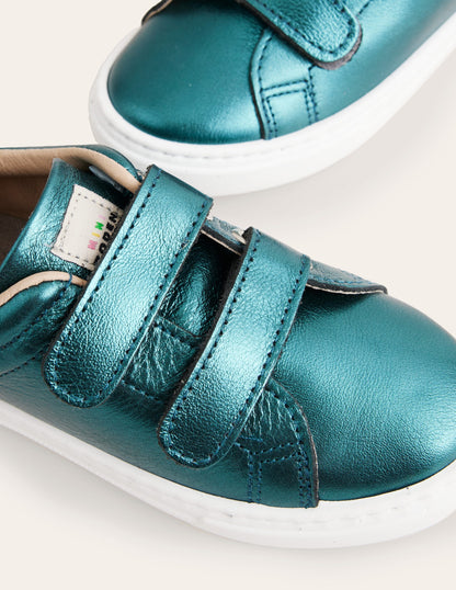 Double Strap Low Tops-Teal Blue-3
