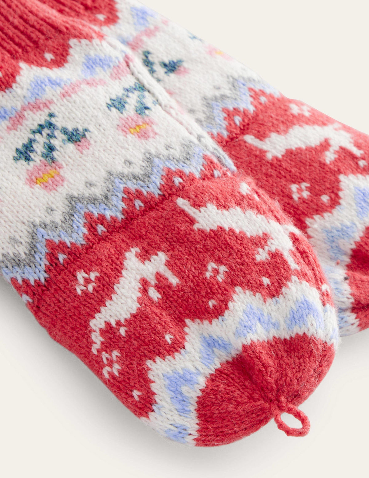 Fair Isle Knitted Mittens-Rose Pink - Image 2