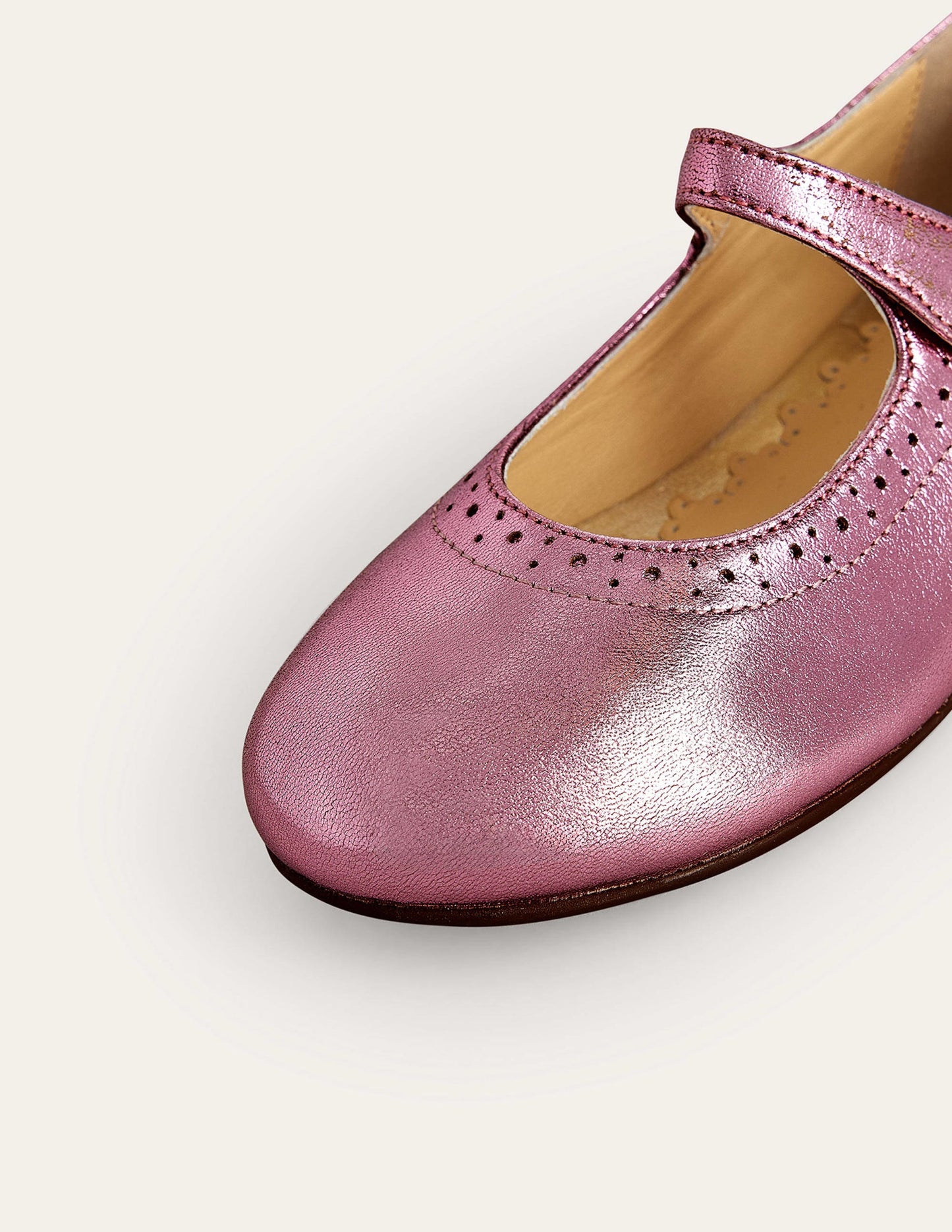 Leather Mary Janes-Metallic Pink