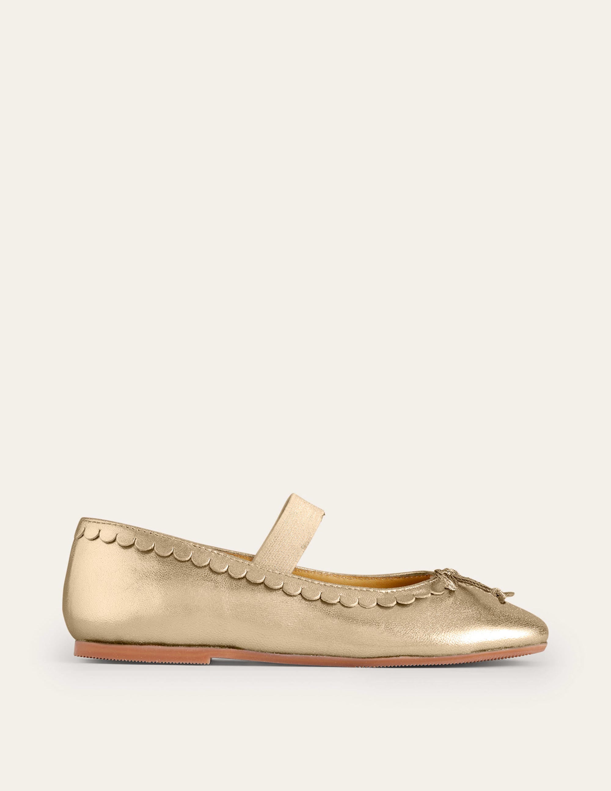 Leather Ballet Flats-Gold Metallic - Image 1