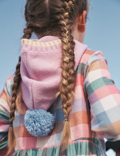 Knitted Hood-Almond Pink