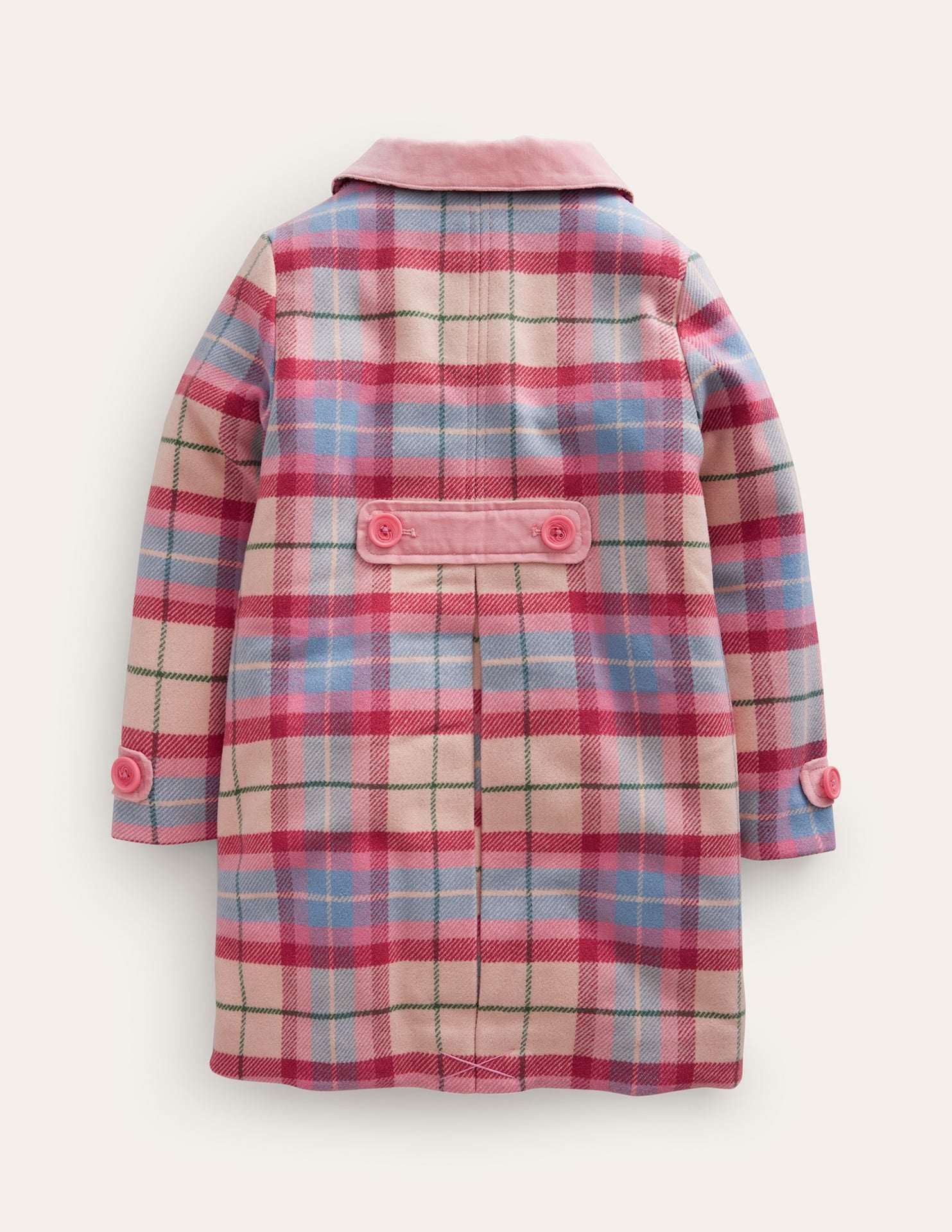 Wonderful Wool Blend Coat-Pastel Pink / Blue Check-2