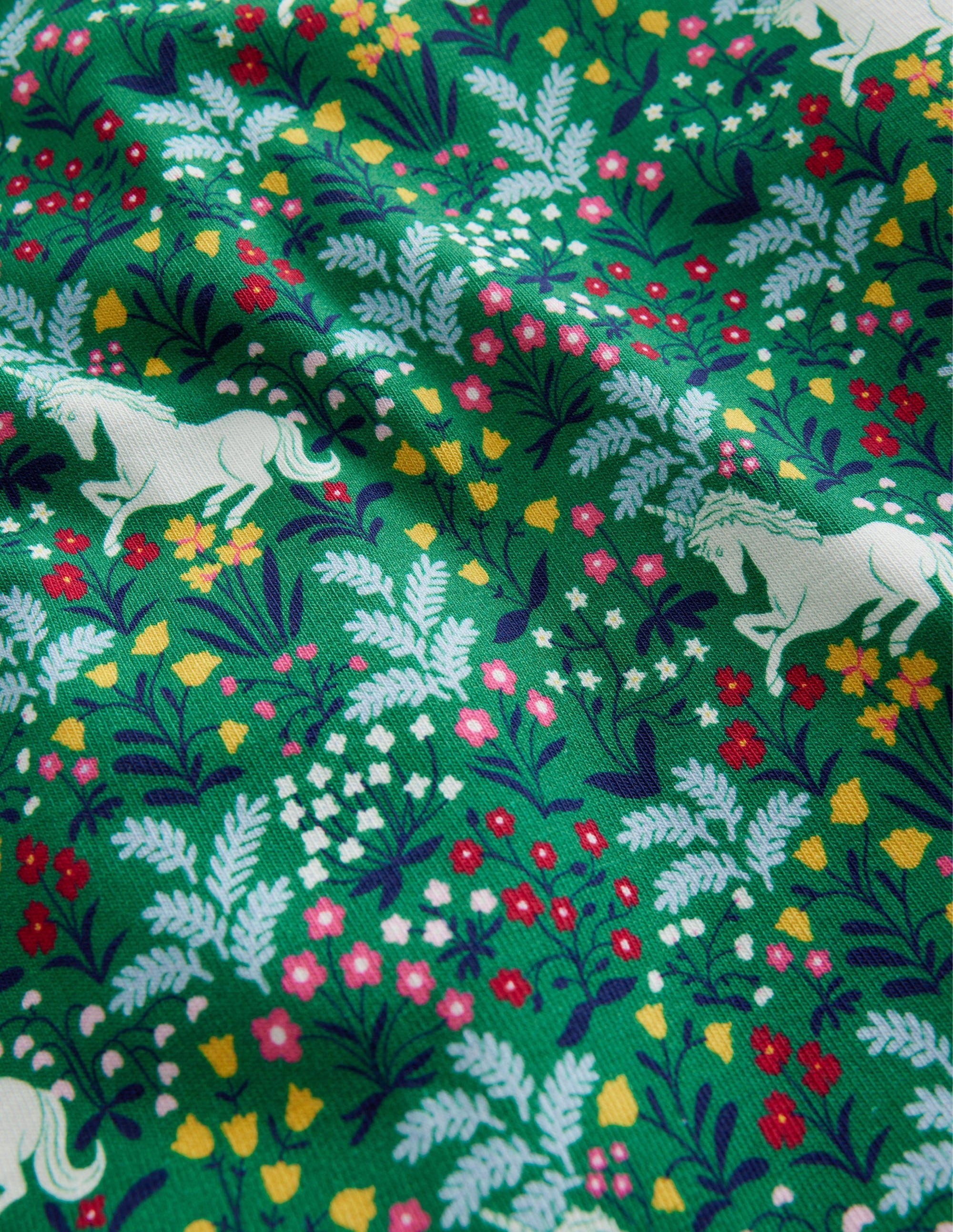 Super Soft Roll Neck Top-Deep Green Unicorn Meadow - Image 3