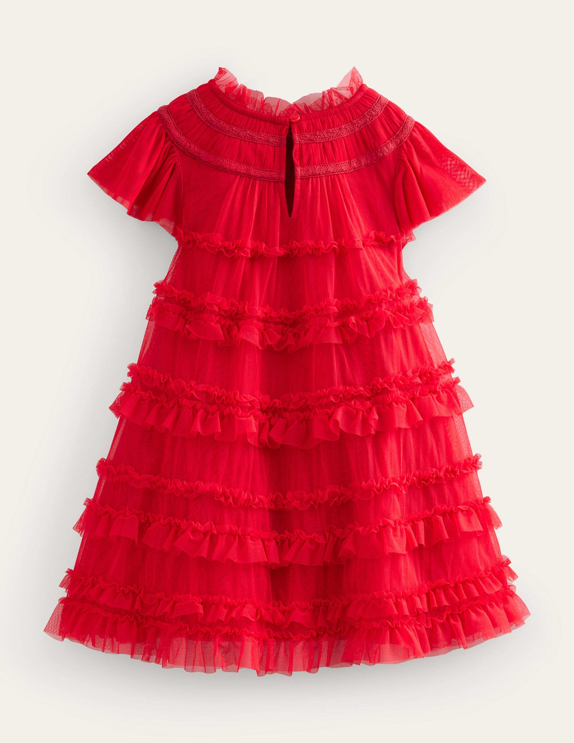Tulle Tiered Dress-Royal Red-2