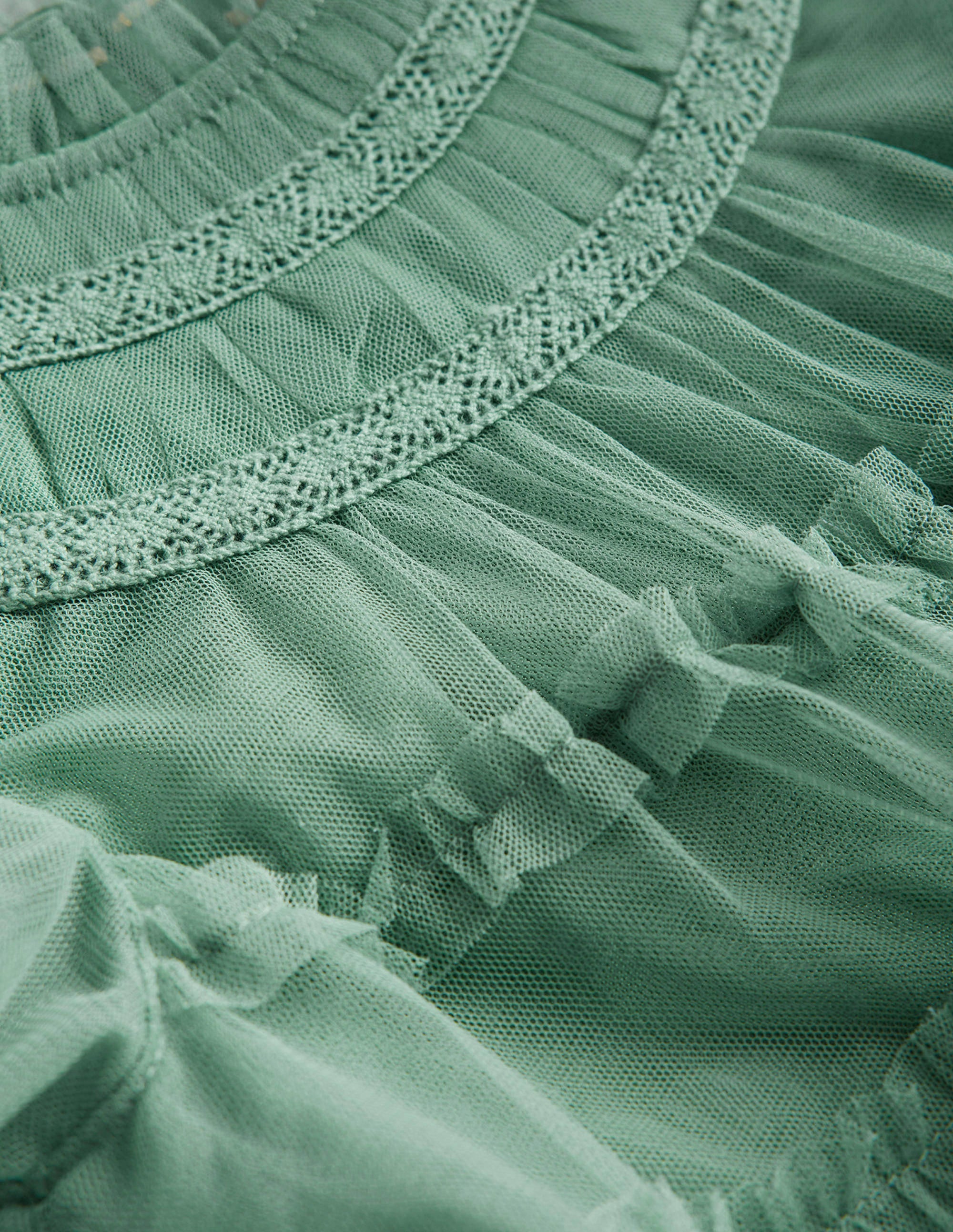 Tulle Tiered Dress-Green Smoke - Image 3