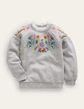 Embroidered Sweatshirt-Grey Marl Animals