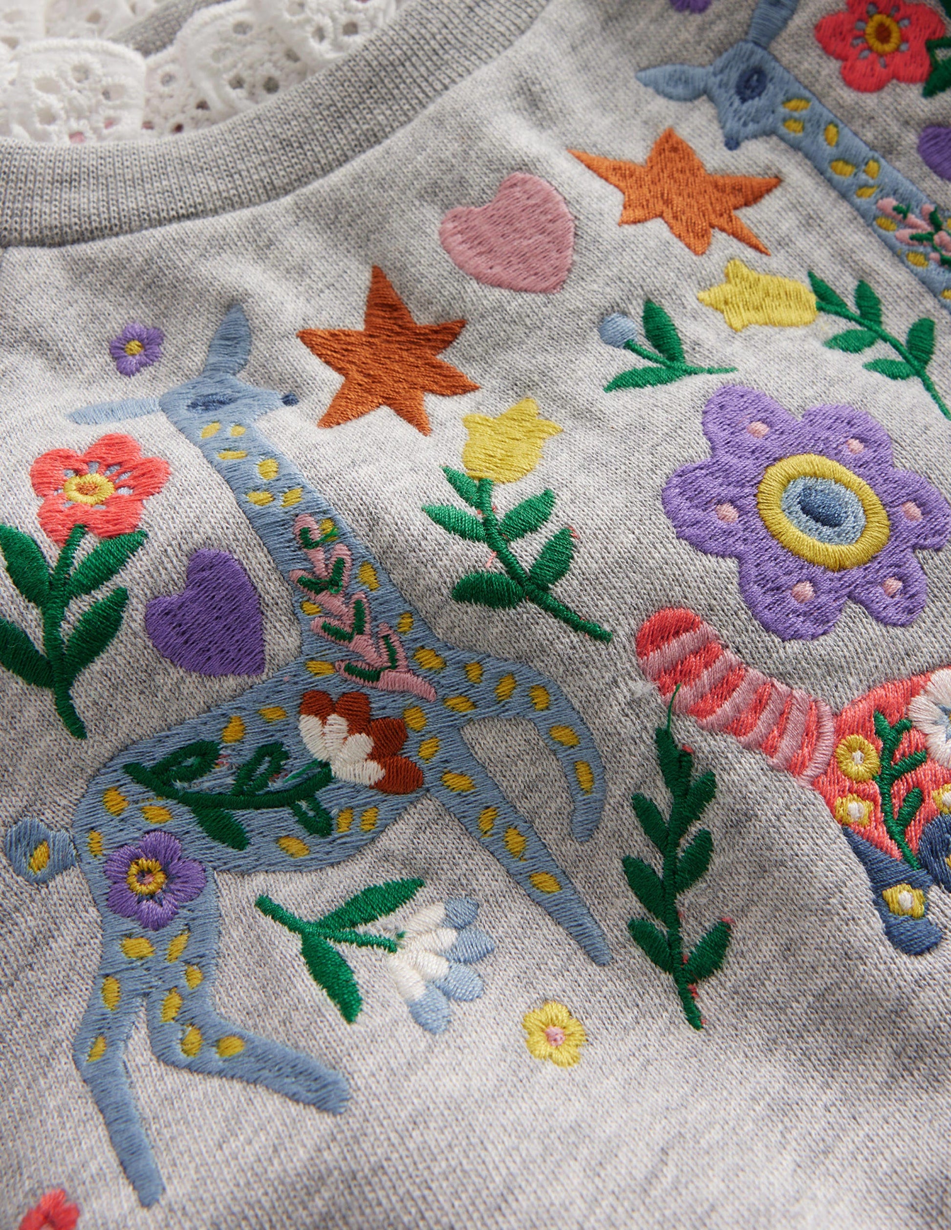 Embroidered Sweatshirt-Grey Marl Animals-3