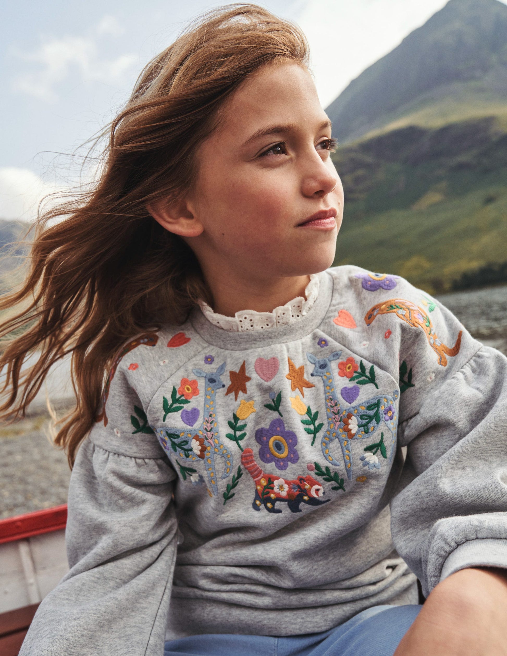 Embroidered Sweatshirt-Grey Marl Animals-4