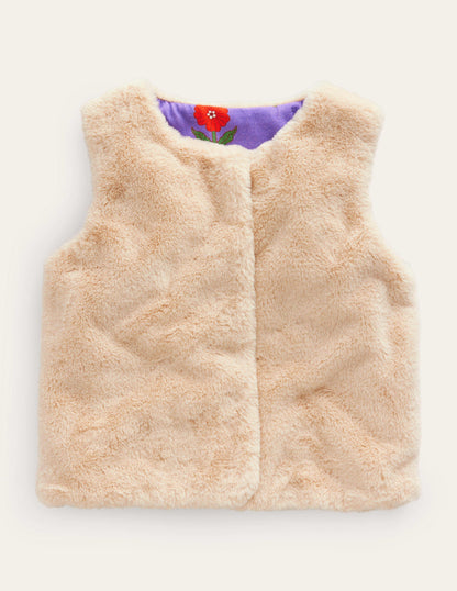 Faux Fur Gilet-Cafe Au Lait-2
