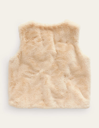 Faux Fur Gilet-Cafe Au Lait-3