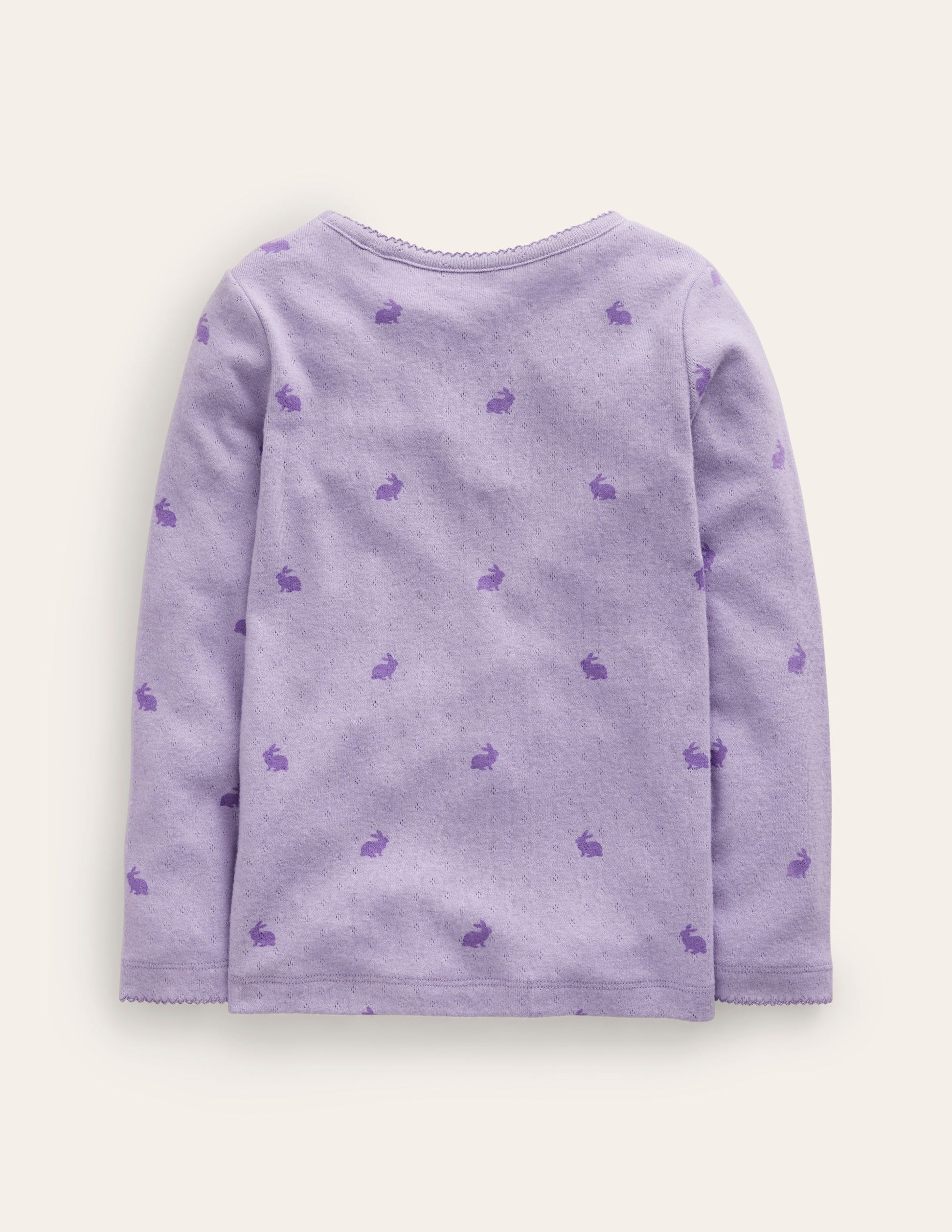 Long Sleeve Pointelle Top-Ivory/Rose Petal Pink-2