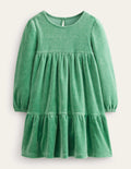 Tiered Velour Dress-Monster Green