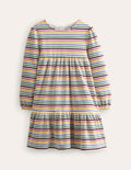 Tiered Velour Dress-Teacup Pink Rainbow