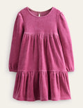 Tiered Velour Dress-Teacup Pink