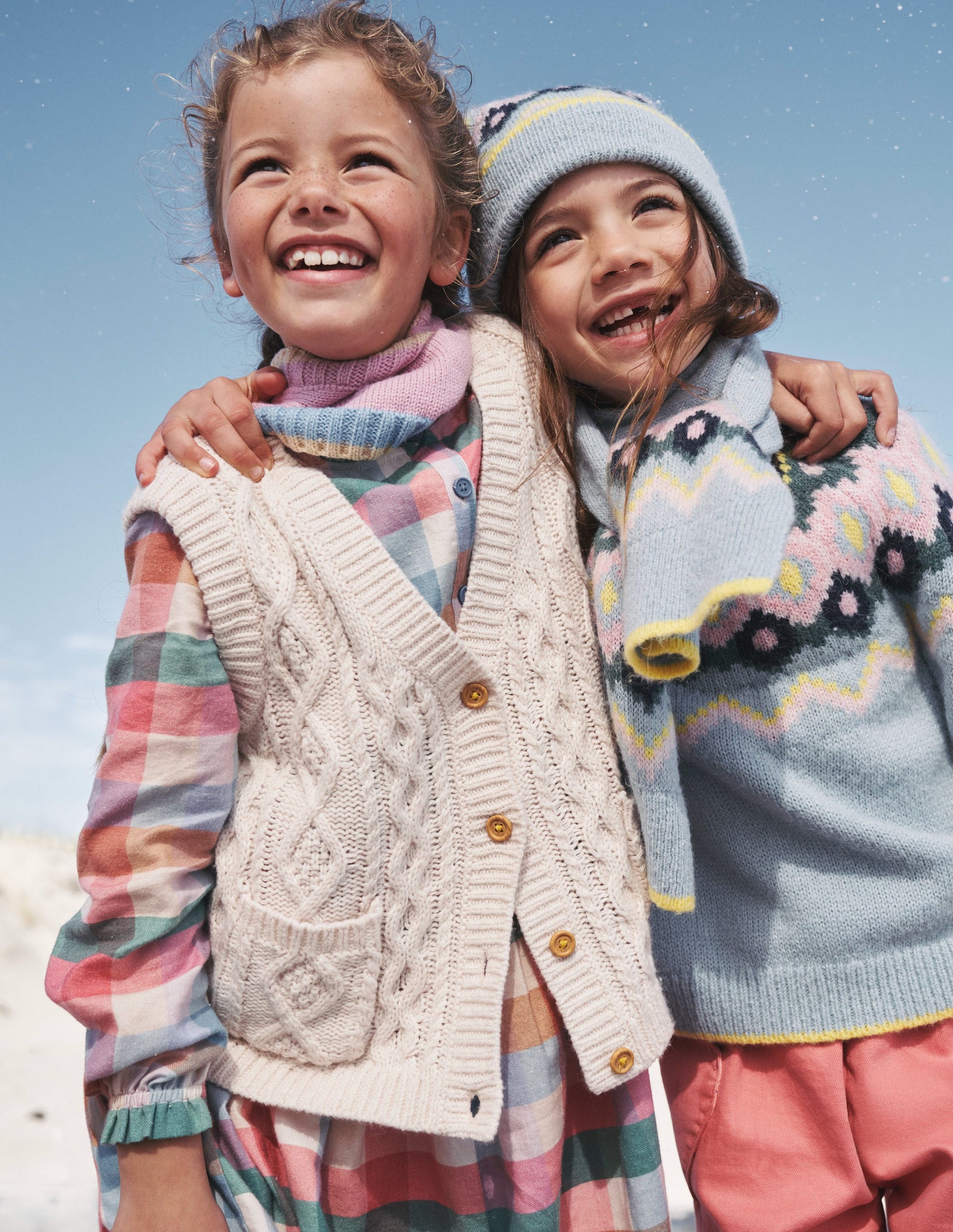 Cable Knitted Waistcoat-Ecru Marl-4