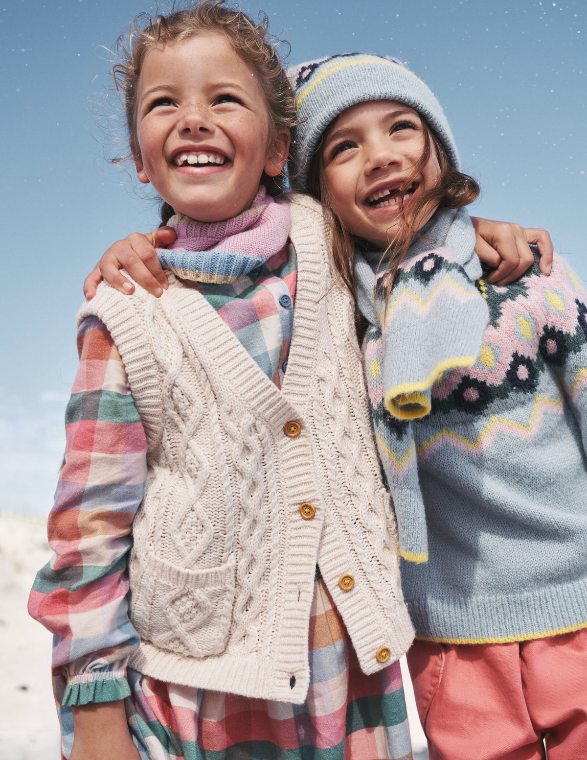 Cable Knitted Waistcoat-Ecru Marl - Image 4