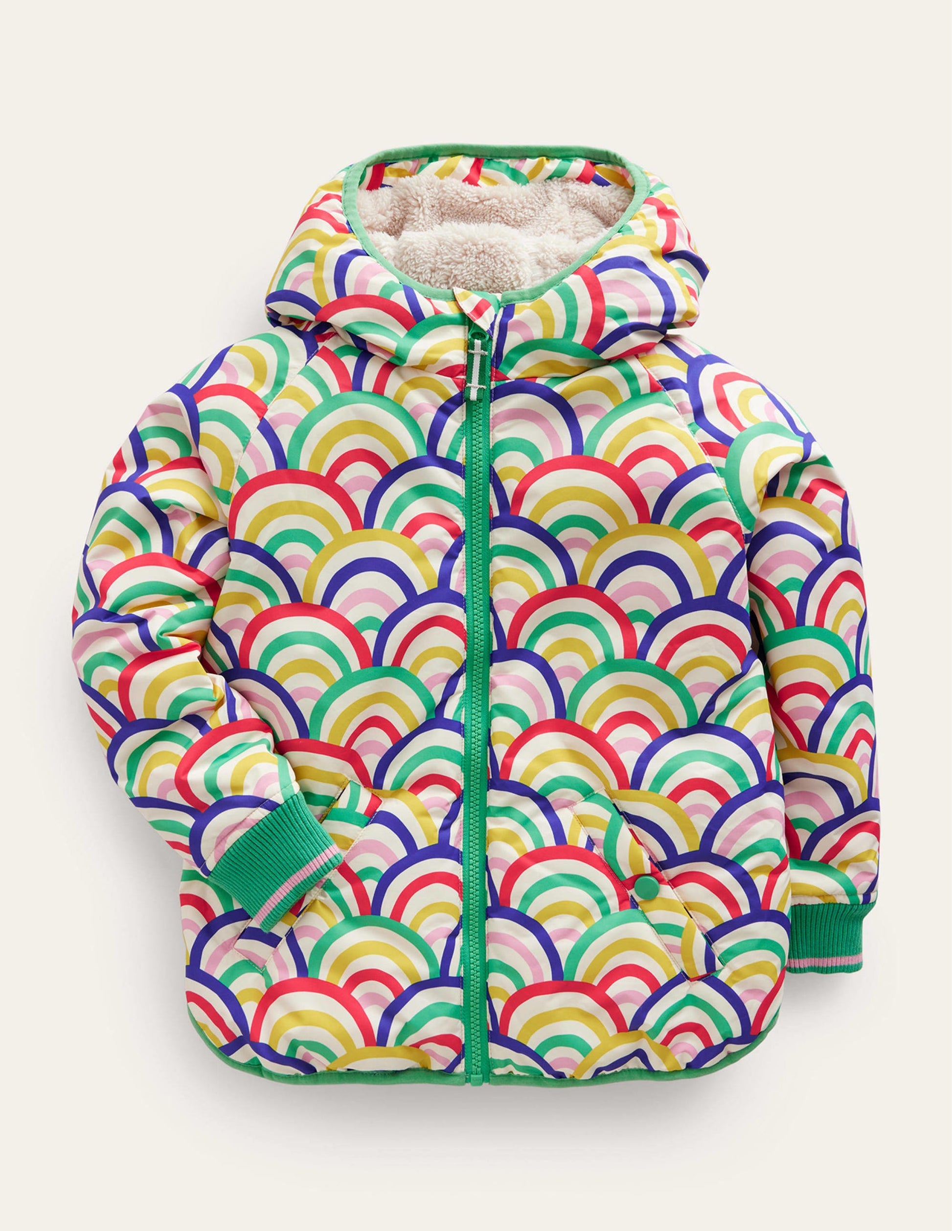 Printed Sherpa Lined Anorak-Multi Rainbow-1