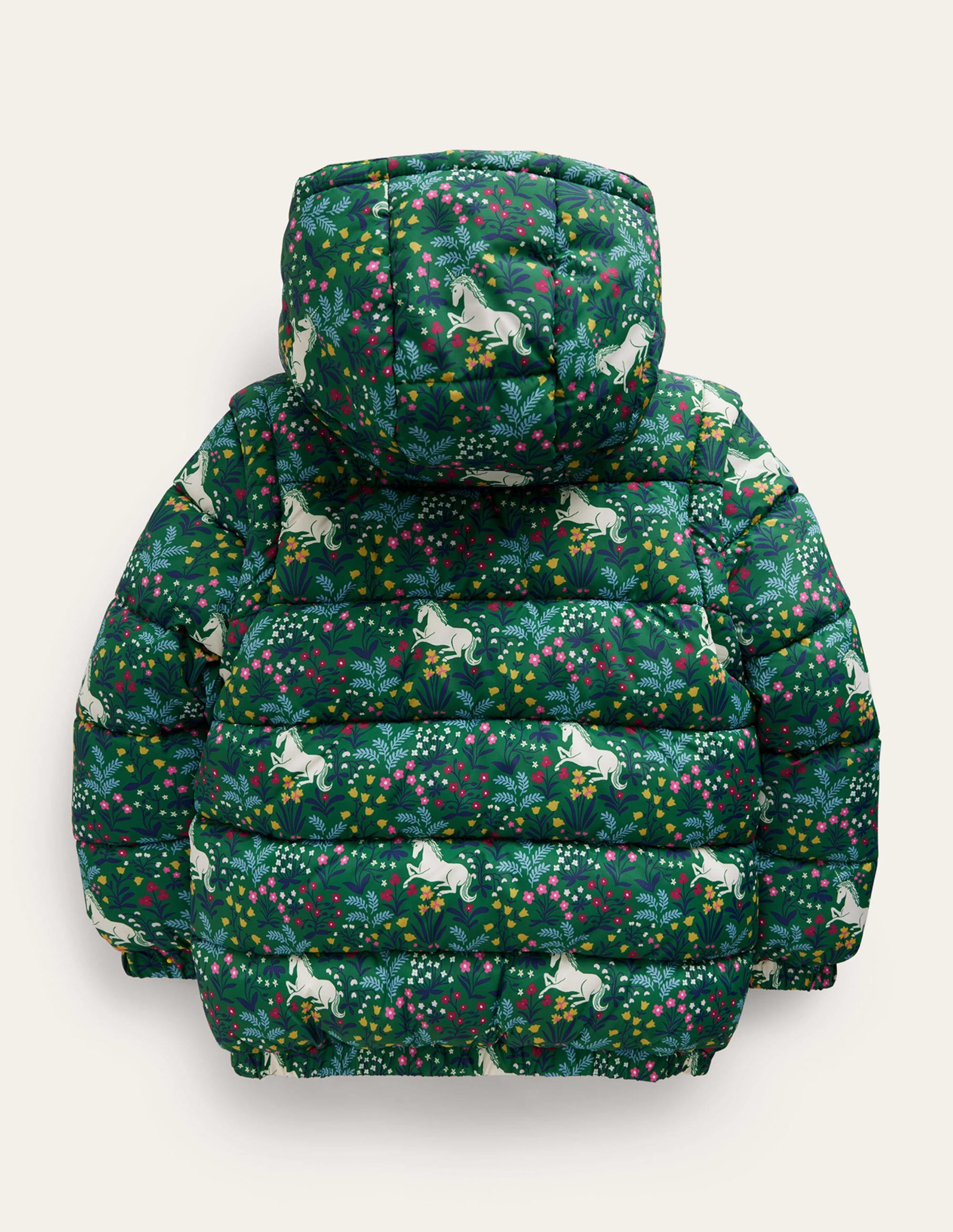 2-in-1 Padded Coat-Deep Green Unicorn Meadow - Image 2