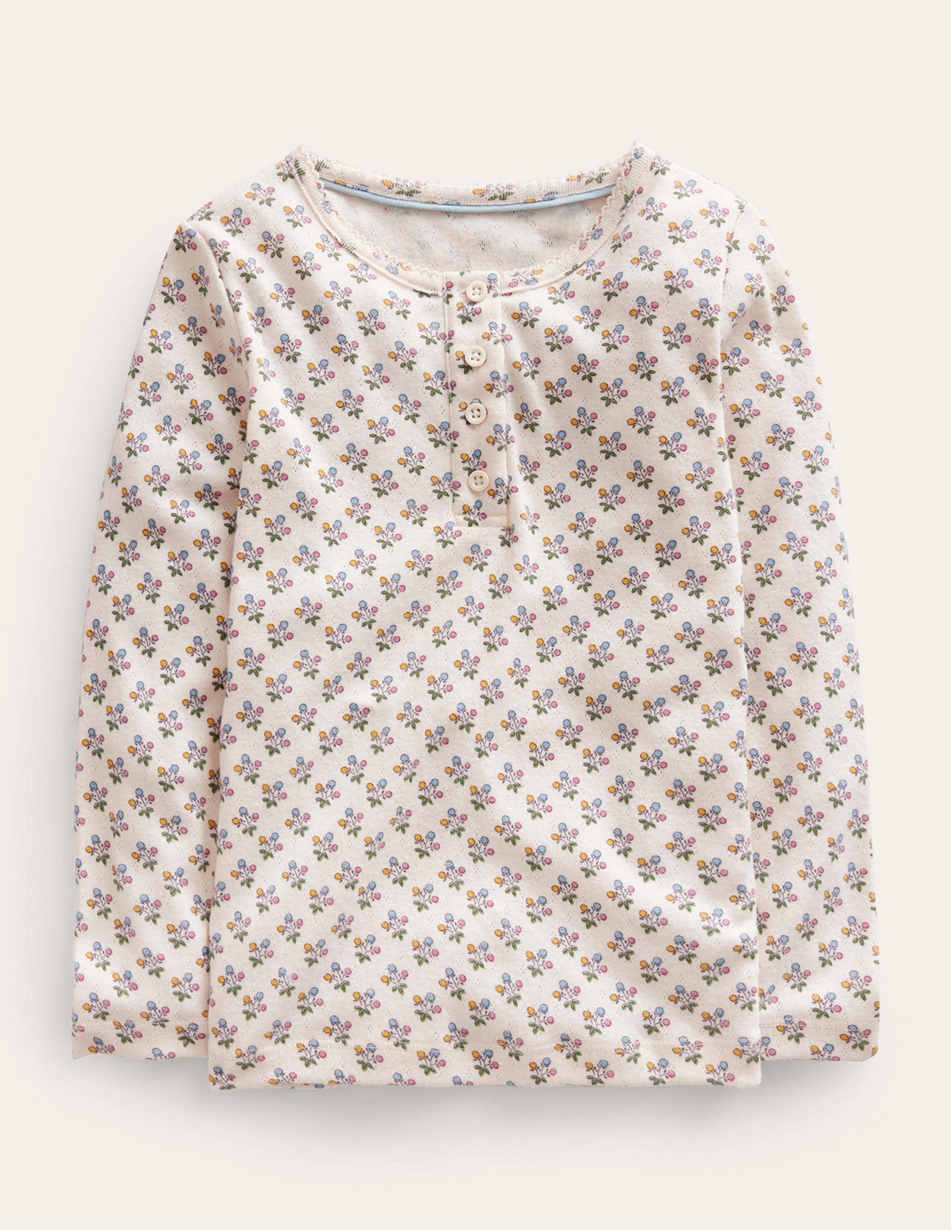 Henley Pointelle Top-Vanilla Pod/Mustard Floral-1