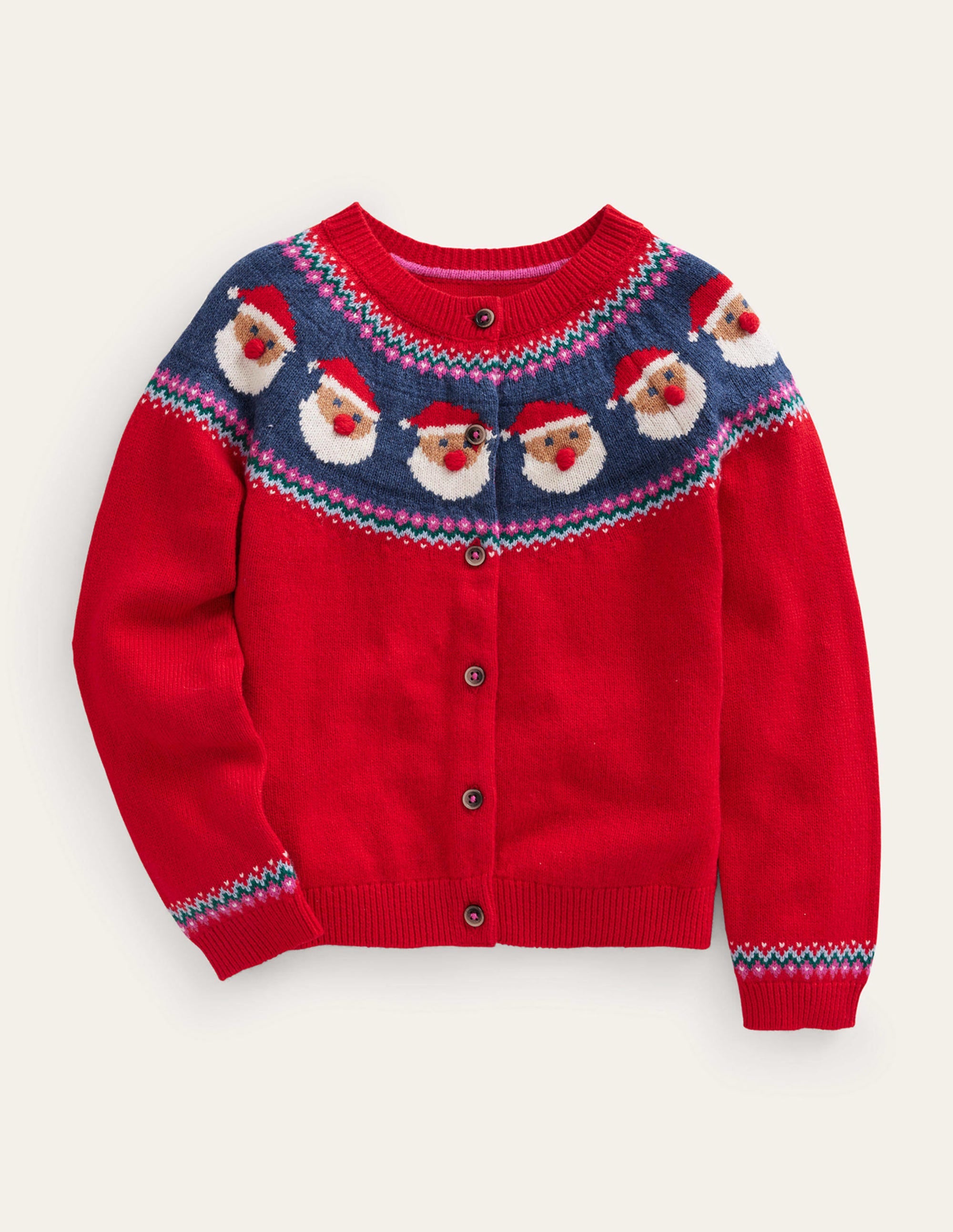 Fun Fair Isle Cardigan-Red Father Christmas - Image 1