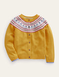 Fun Fair Isle Cardigan-Yellow Owls