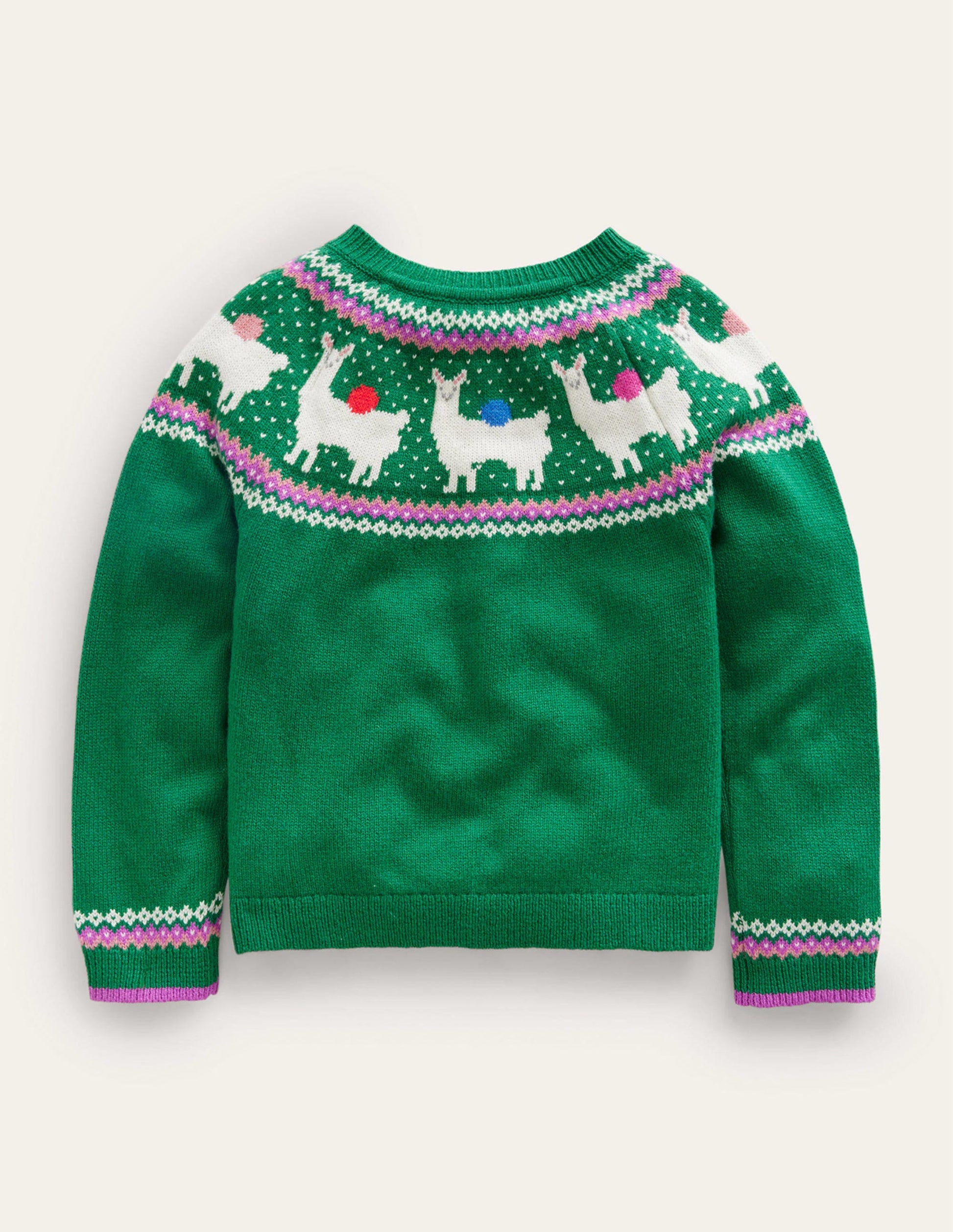 Fun Fair Isle Cardigan-Deep Green Llama-2