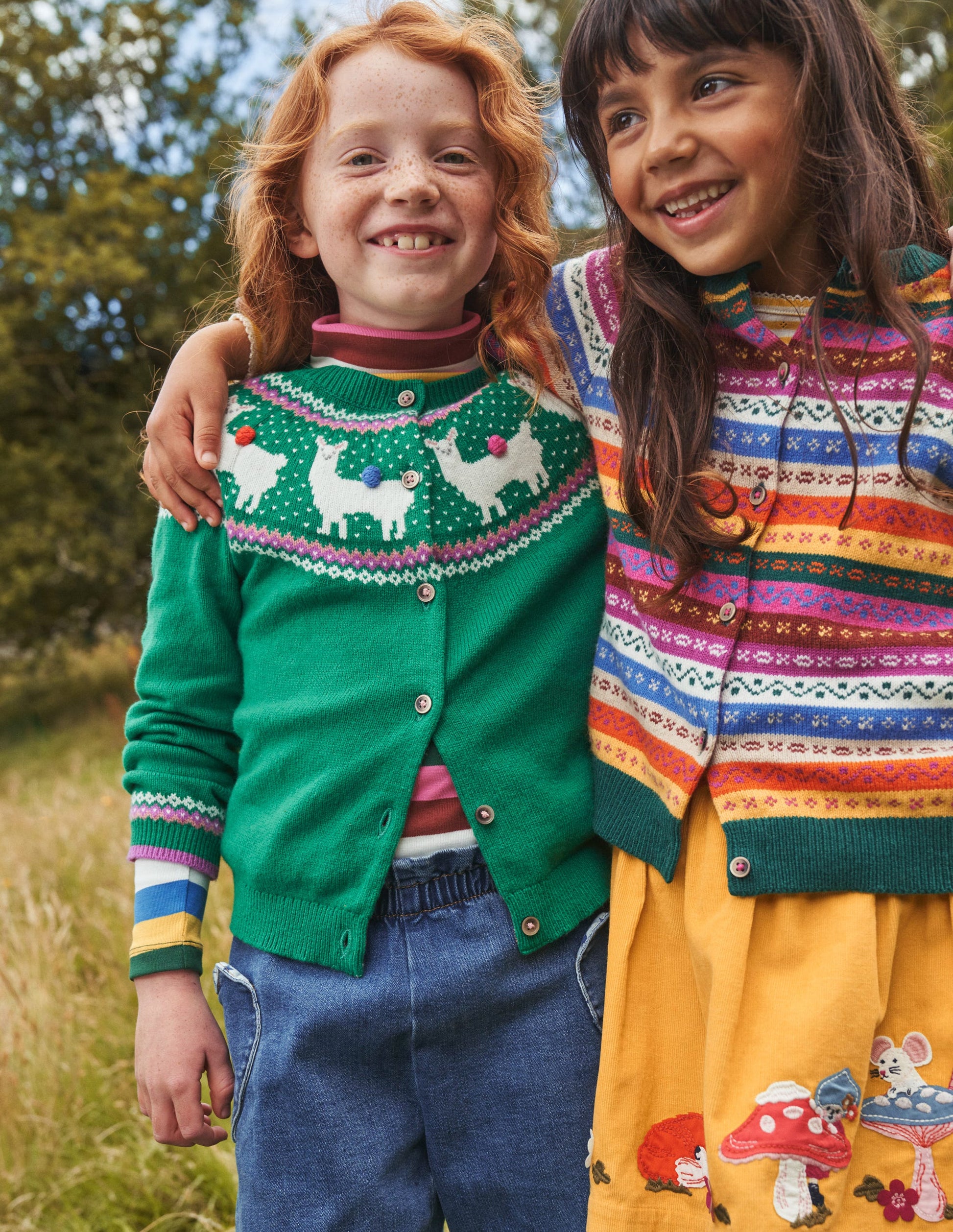 Fun Fair Isle Cardigan-Deep Green Llama-4