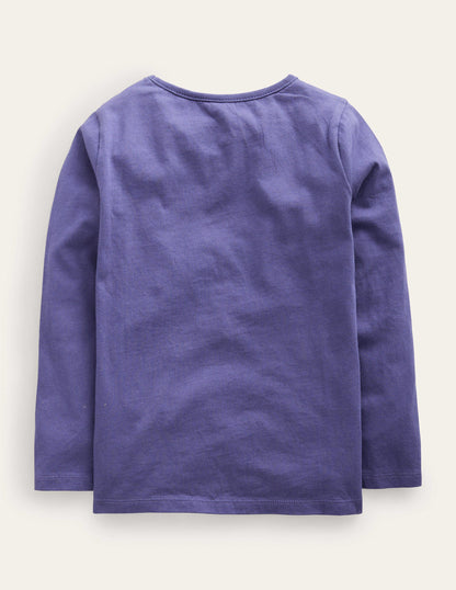 Puff Sleeve Appliqué T-shirt-Soft Starboard Blue Unicorn-2