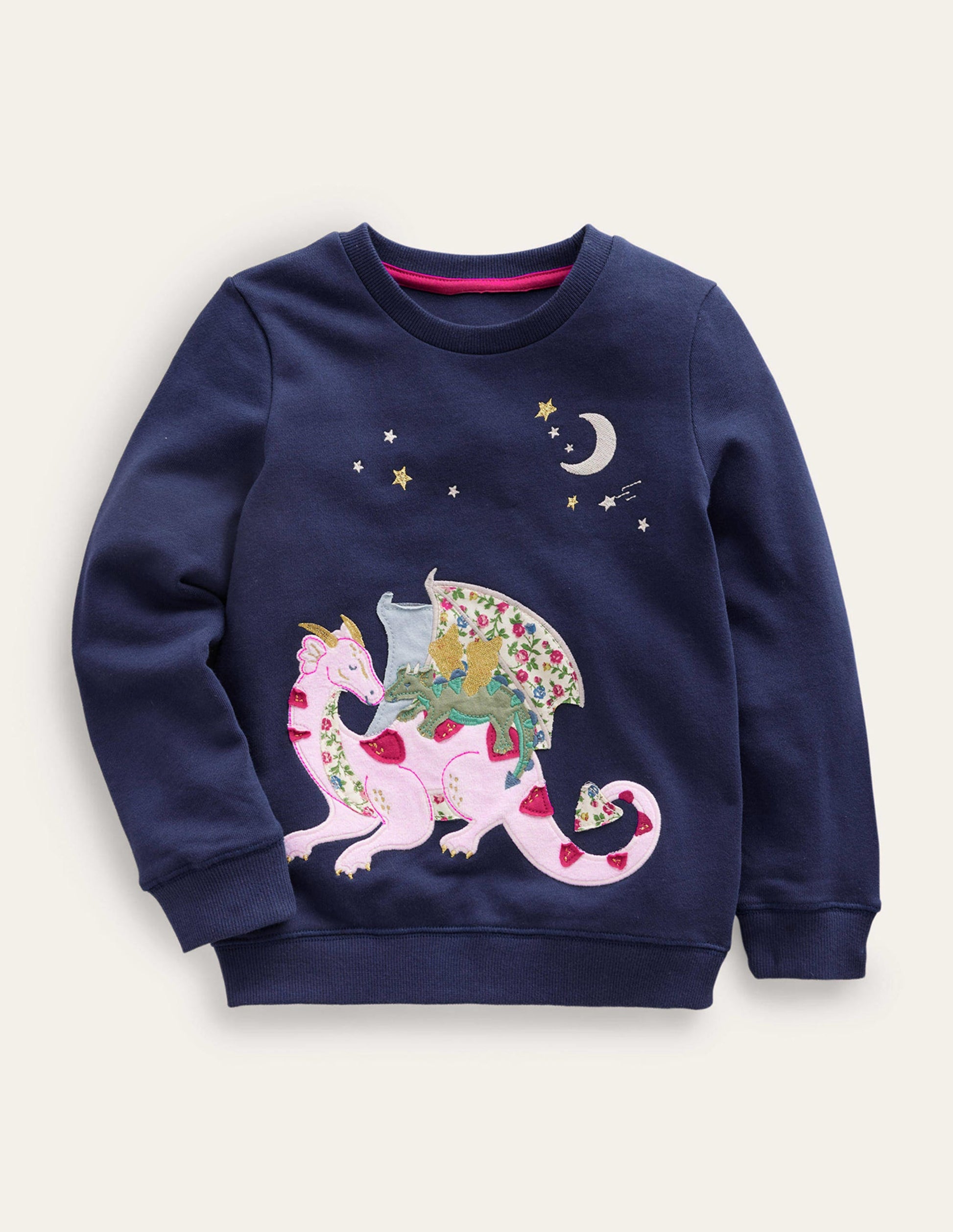 Logo Applique Sweatshirt-College Navy Dragon-1