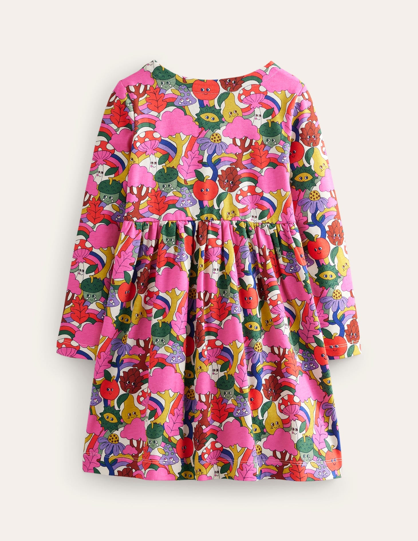 Long Sleeve Fun Jersey Dress-Blush Pink Bonkers Conkers - Image 2