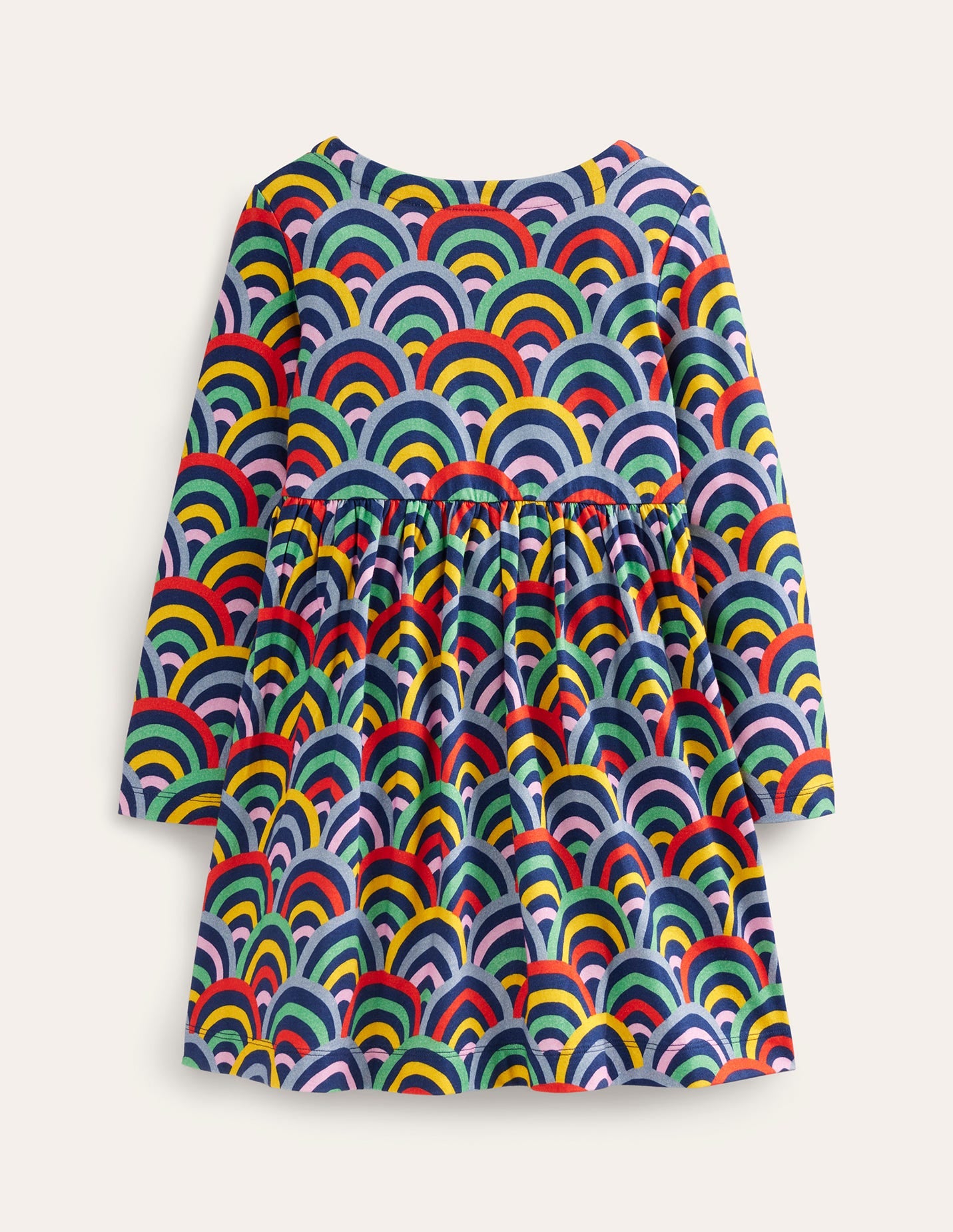Long Sleeve Fun Jersey Dress-Medieval Blue Rainbow - Image 2