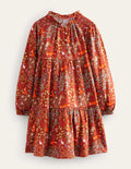 Tiered Jersey Dress-Roasted Chestnut Brown Fox