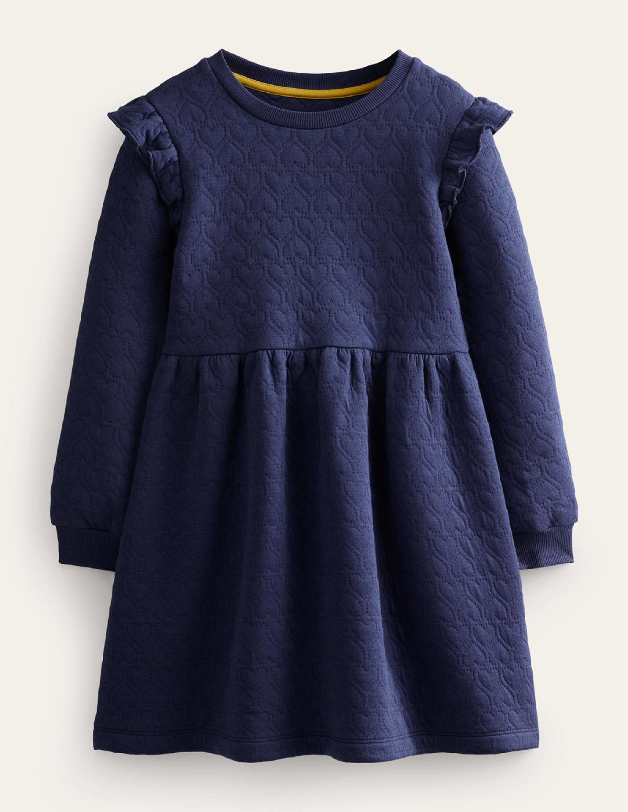 Heart Jacquard Sweat Dress-College Navy - Image 1