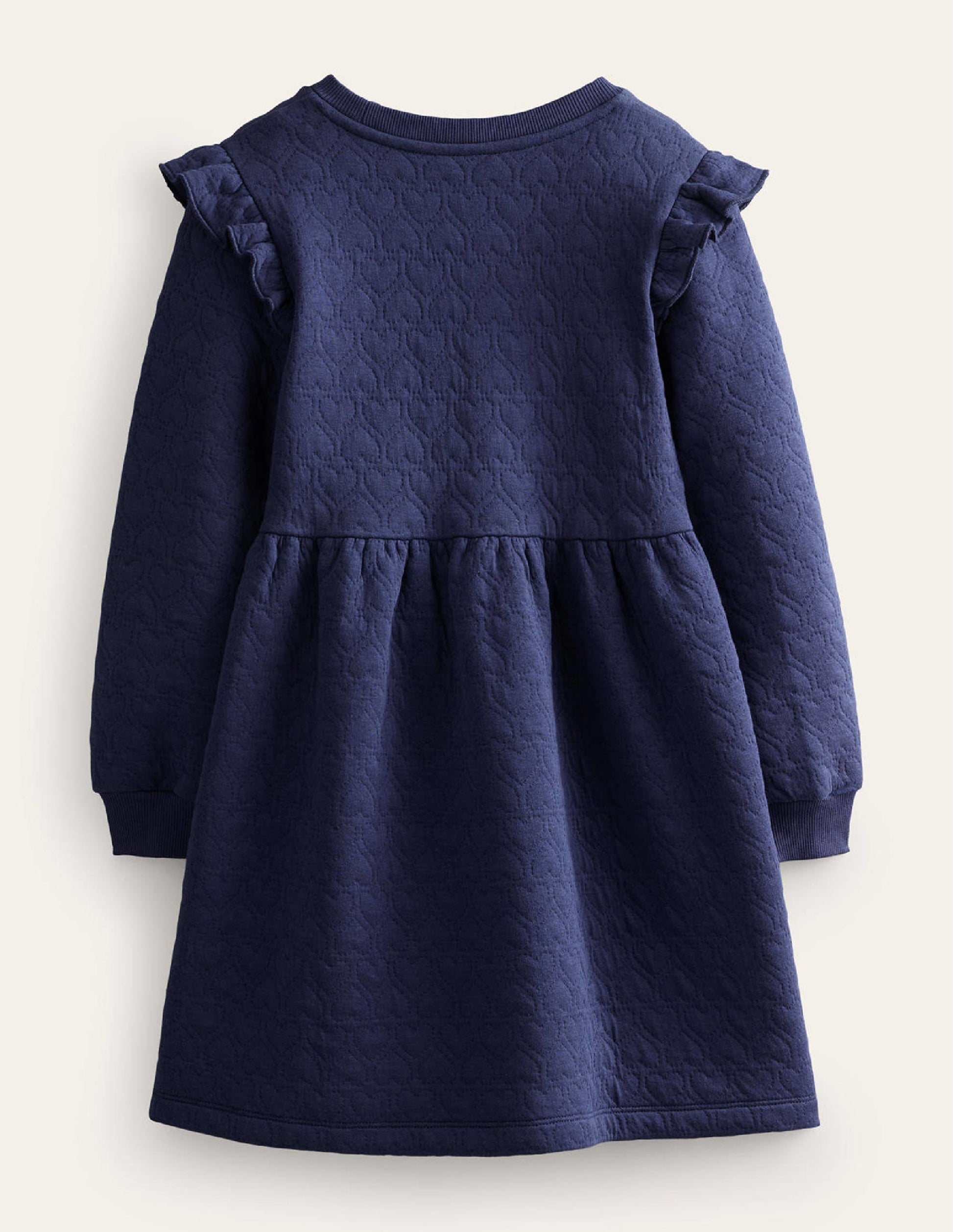Heart Jacquard Sweat Dress-College Navy-2